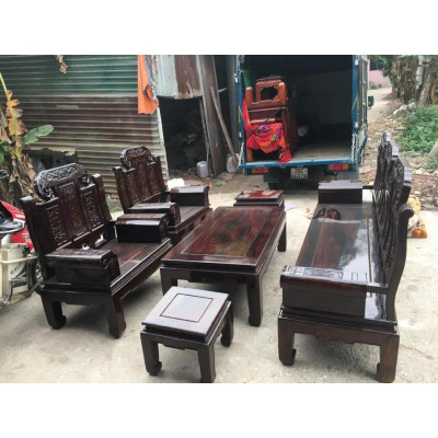 Bàn ghế phòng khách âu á hộp trương voi gỗ sồi mỹ 2m2