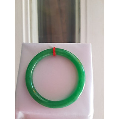 Vòng CẨM THẠCH Lý Đậm 48mm x dầy 7mm Vòng Màu Xanh Lý đậm đẹp nữ Tay nhỏ mệnh Mộc Hỏa Thủy hợp đeo đẹp ạ Chất liệu đá cẩm thạch 35kg - 48kg ạ