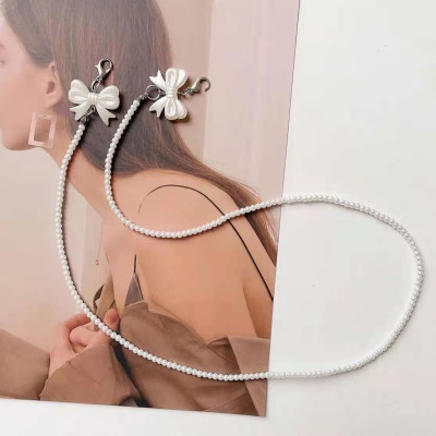 Dây đeo kính chuỗi hạt châu đeo khẩu trang mix nơ cách điệu nhẹ nhàng tinh tế phong cách Nhật Hàn