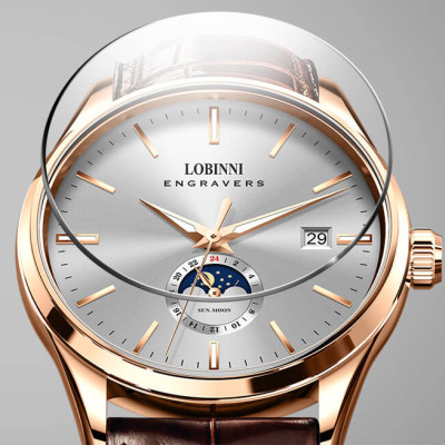 Đồng hồ nam chính hãng LOBINNI L19001-1 full box,hàng mới 100% ,kính sapphire chống nước,chống xước,dây da xịn ,kiểu dáng đơn giản ,mặt trắng đẹp