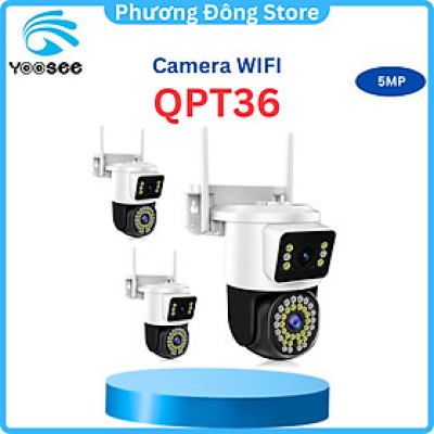 Camera Yoosee Wifi 2 Mắt Ngoài Trời 2 Màn Hình 5MP Xem Đêm Có Màu, Hỗ Trợ Đàm Thoại 2 Chiều Xoay 360 Độ - Hàng Nhập Khẩu