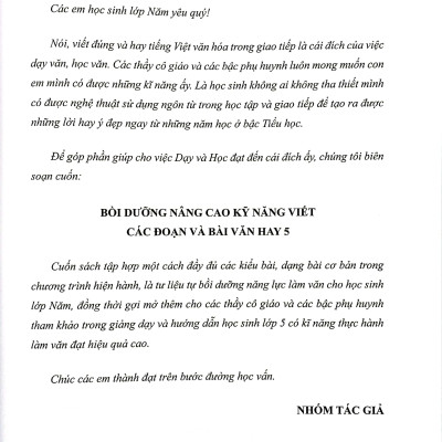 Bồi Dưỡng Nâng Cao Kỹ Năng Viết Các Đoạn Và Bài Văn Hay 5 (Theo Chương Trình GDPT Mới)