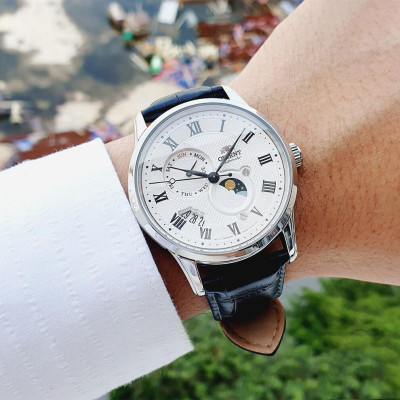 Đồng Hồ Nam Dây Da Orient Automatic Sun And Moon RA-AK0008S00C