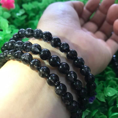 Vòng tay phong thủy Thạch Anh Tóc Đen Tự Nhiên VIP Vòng size 6,8mm đẹp quấn 3 vòng tay kiểu bóng tay đẹp xinh Hợp Nữ mệnh thủy mệnh mộc ạ