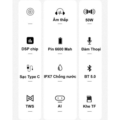 Loa Bluetooth speaker Loa di động chip DPS khuyếch đại âm thanh công suất lớn 50W Kết nối TWS lên 100W Hàng Chính Hãng