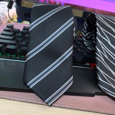 Cavat nam trung niên bản 8cm dệt nổi kẻ đen trắng phong cách thời trang GiangPKC