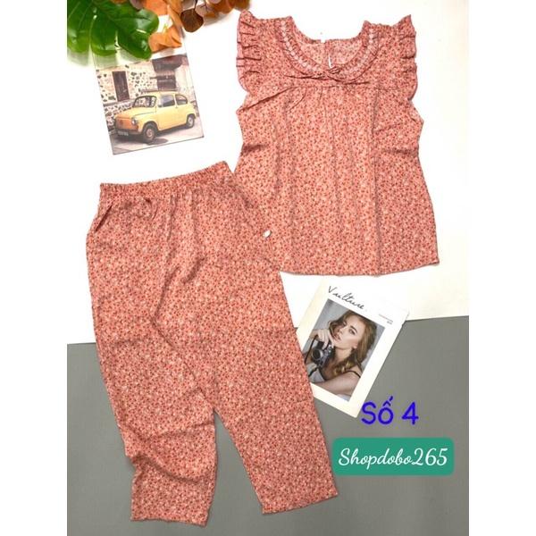 Đồ bộ nữ,đồ ngủ mặc nhà lửng 9 tấc vải lụa mango BL 54 họa tiết hoa nhí siêu cute size đại 61-70kg.