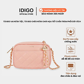 Túi xách nữ đeo vai đi tiệc, túi đeo chéo nữ đi chơi chần trám phối dây xích IDIGO FB2 - 4320