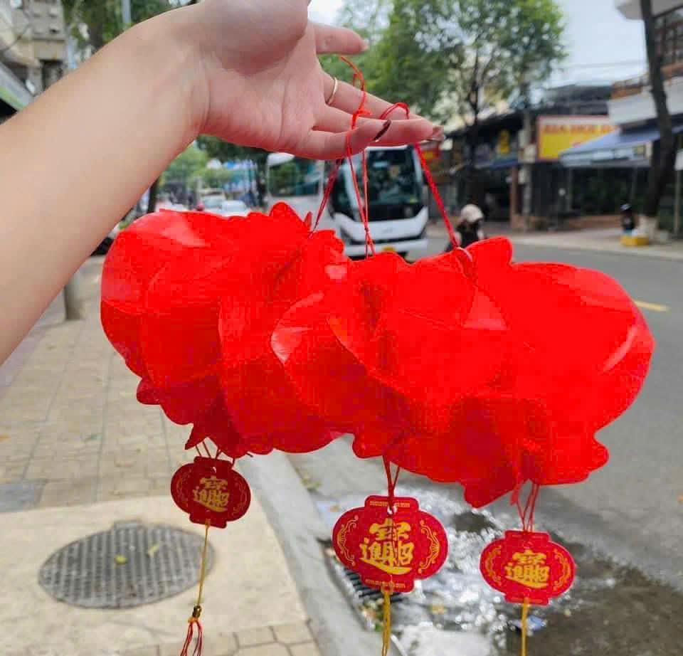 Combo 10 Lồng Đèn Đỏ Trang Trí Tết Bằng Nilon Chống Nước Mẫu Đèn Tổ Ong - Hàng Chính Hãng MINIIN