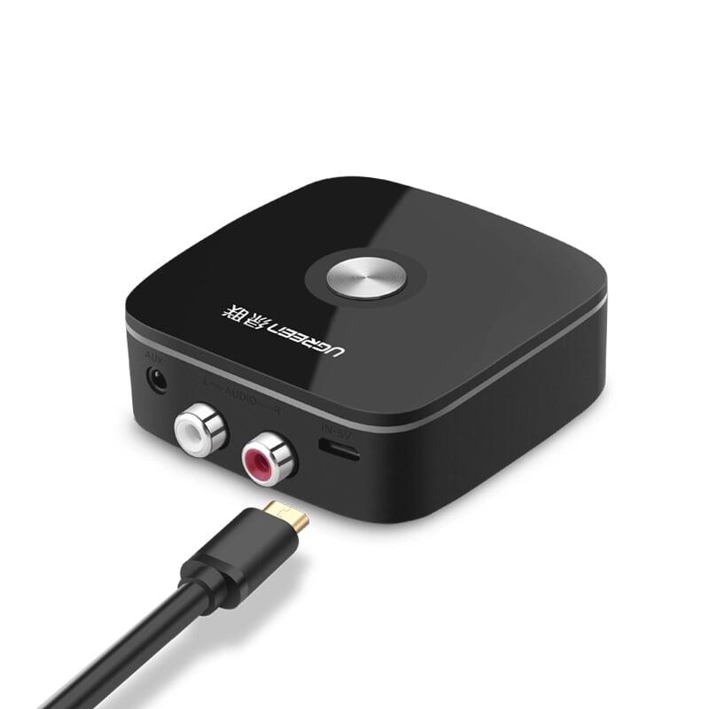 Ugreen UG40759CM106TK BT 5.0 màu Đen Bộ nhận âm thanh Bluetooth chuẩn Bông sen hỗ trợ APTX - HÀNG CHÍNH HÃNG