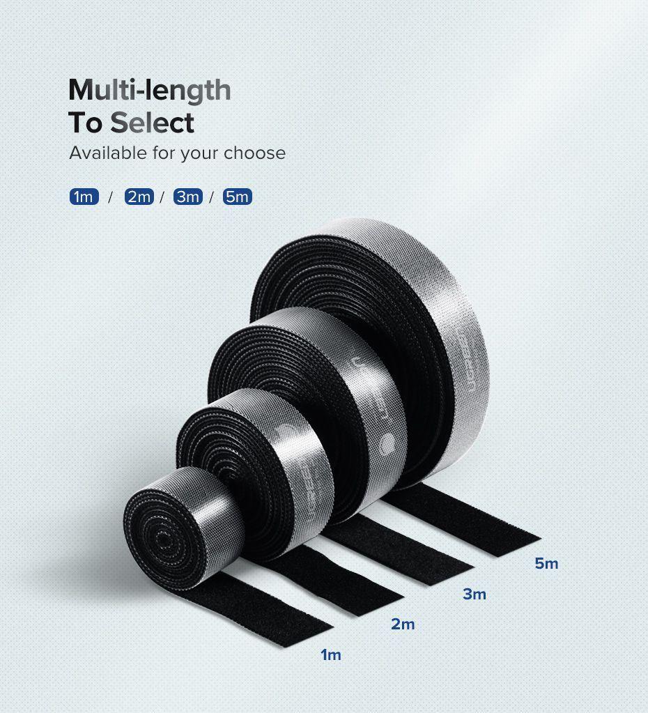 Ugreen UG60483LP124TK 0.5M cỡ 15mm băng dán Velcro màu đen ngang 1.5cm - HÀNG CHÍNH HÃNG