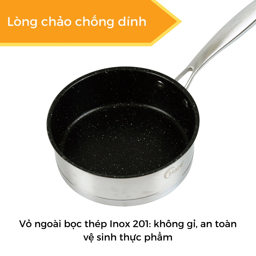 Chảo chống dính Inox có từ HR-P20IH (20cm) - thương hiệu Hare - lỗi 1 đổi 1