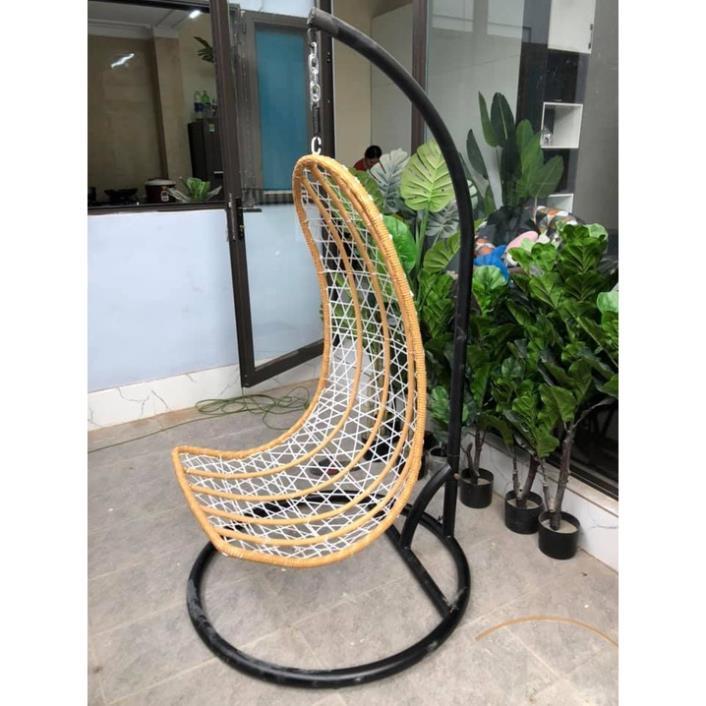 Hàng Siêu Cấp Xích đu đan, ghế lười, nôi treo thư giãn đọc sách sân vườn mây nhựa, dáng hình thìa - Giá Tại Xưởng