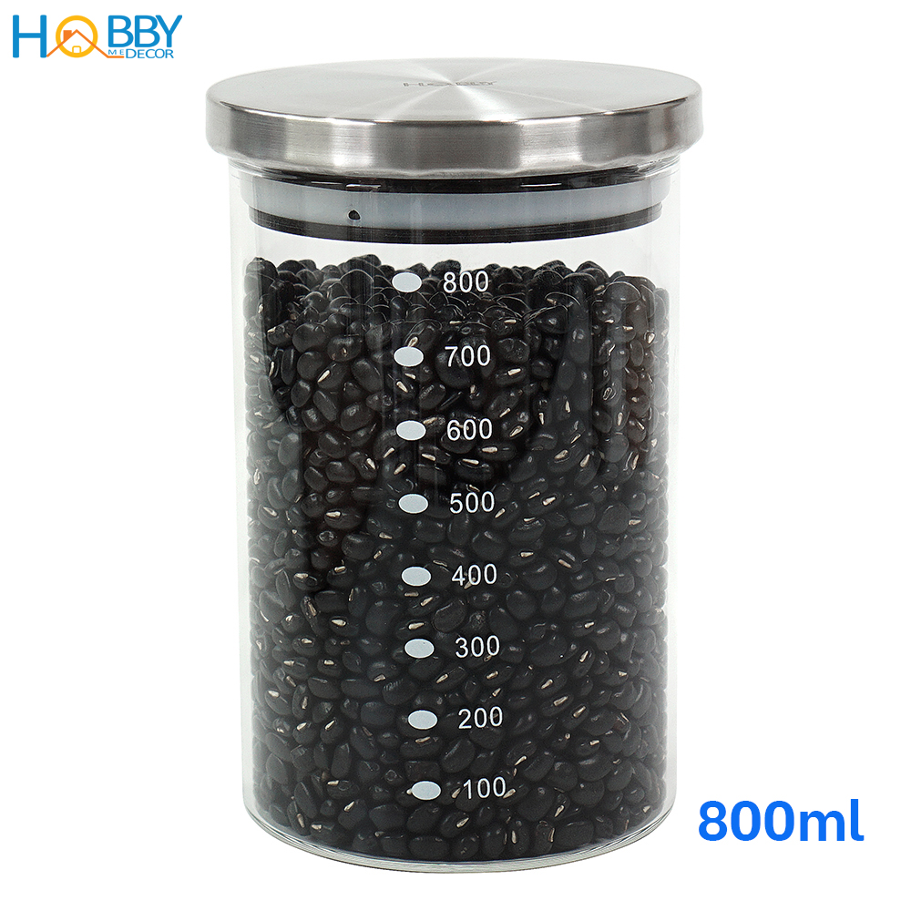 Hủ thủy tinh để hạt nắp Inox 304 kín ron HOBBY Home Decor TTI 3 size