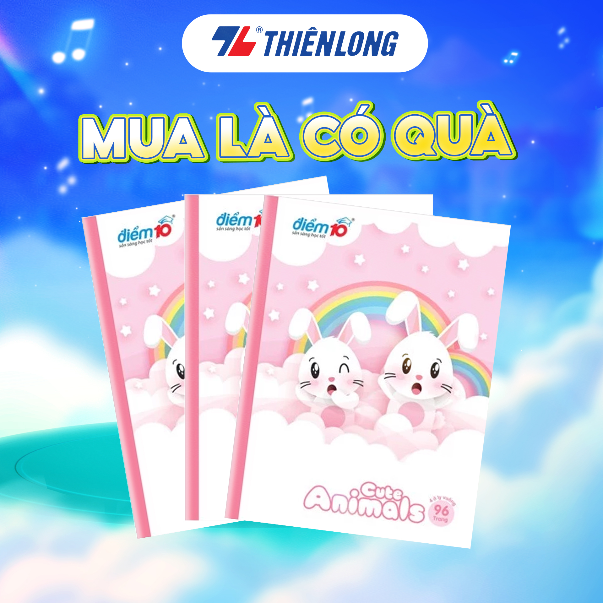 Bộ 5 Tập học sinh 96 trang 4 ô ly ngang 60 gsm Điểm 10 TP-NB072 (hình ngẫu nhiên)
