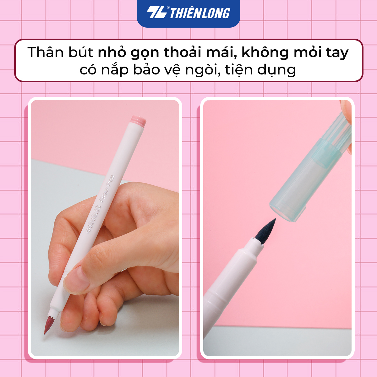 Bút lông 5/12/24 màu Cotton Candy - Hygee - Blooming - Cherry Blossom đầu Brush Thiên Long Colokit