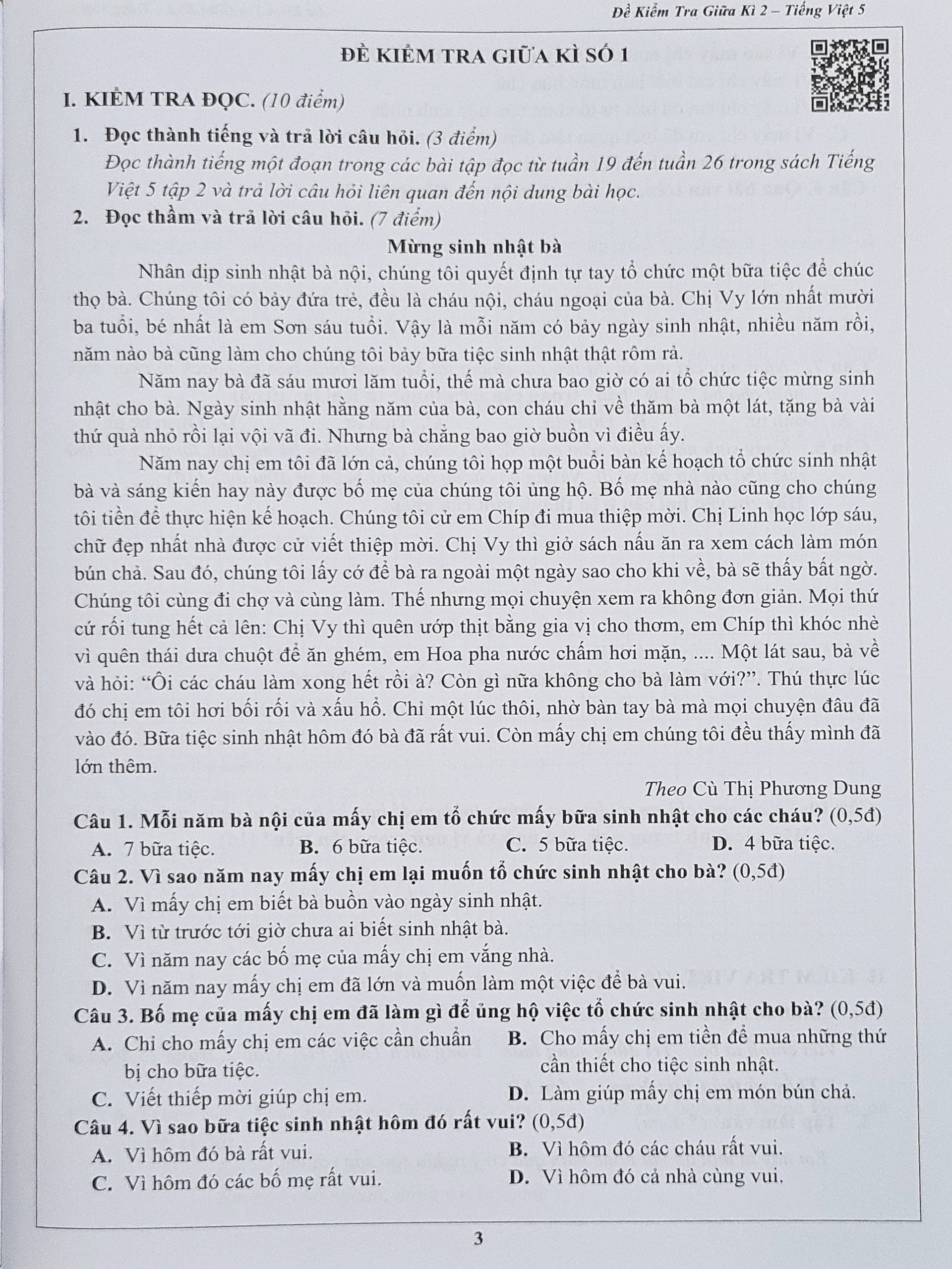 Sách - Đề kiểm tra Tiếng Việt 5 học kì I