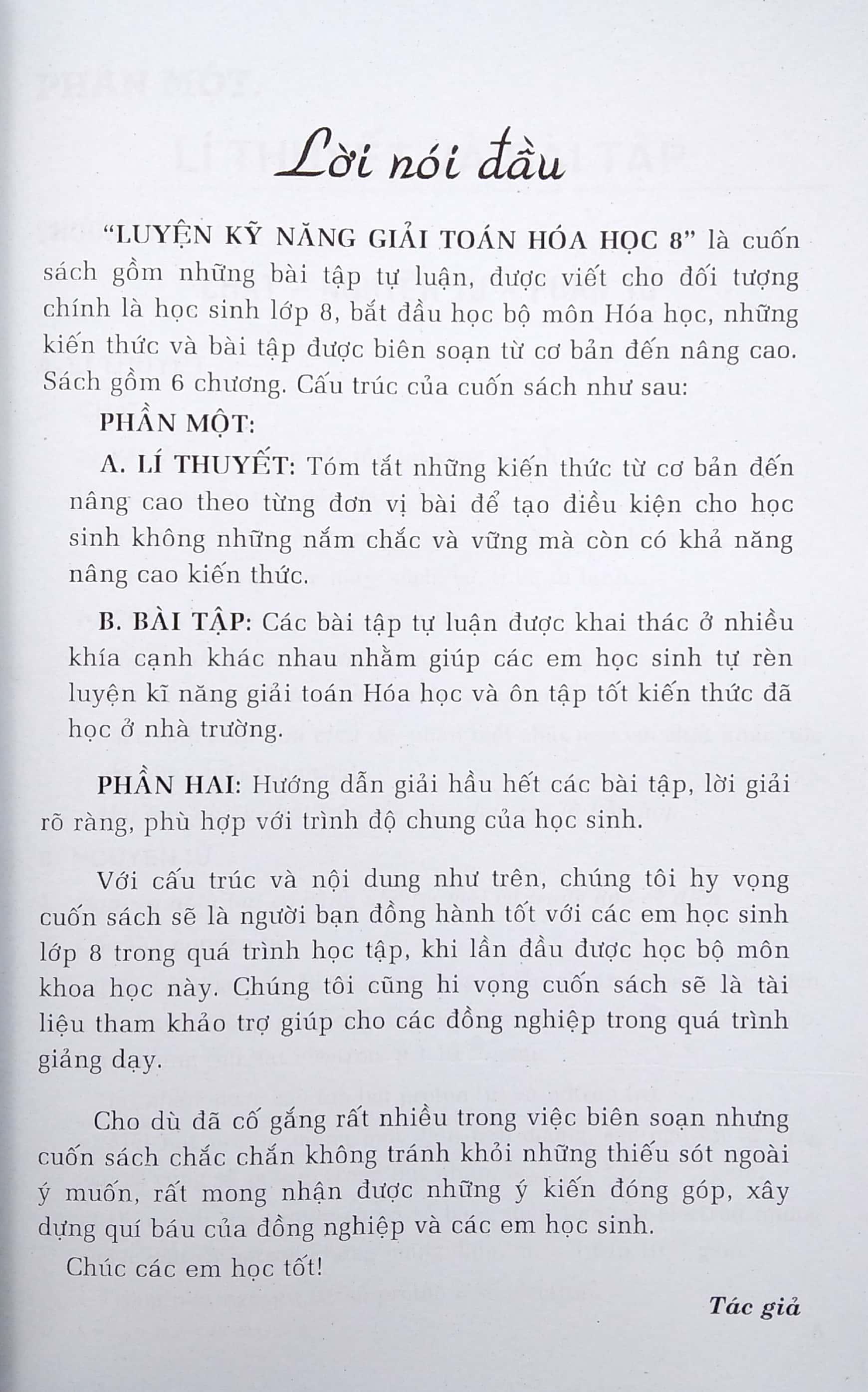 Luyện Kỹ Năng Giải Toán Hóa Học 8