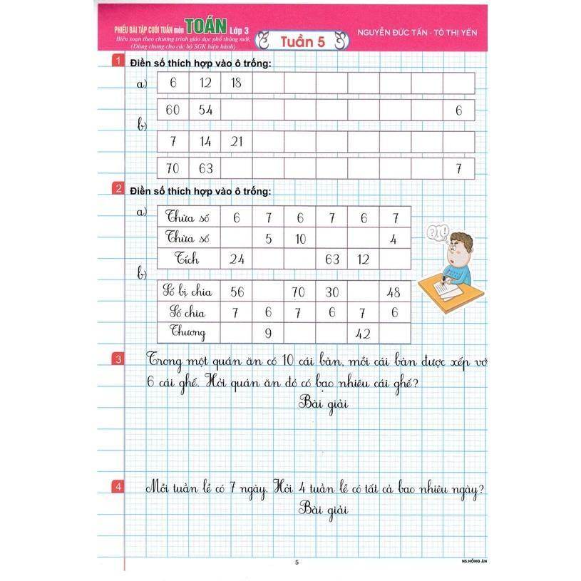 Sách - Phiếu Bài Tập Cuối Tuấn Môn Toán Lớp 3 - Biên Soạn Theo Chương Trình GDPT Mới - Hồng Ân