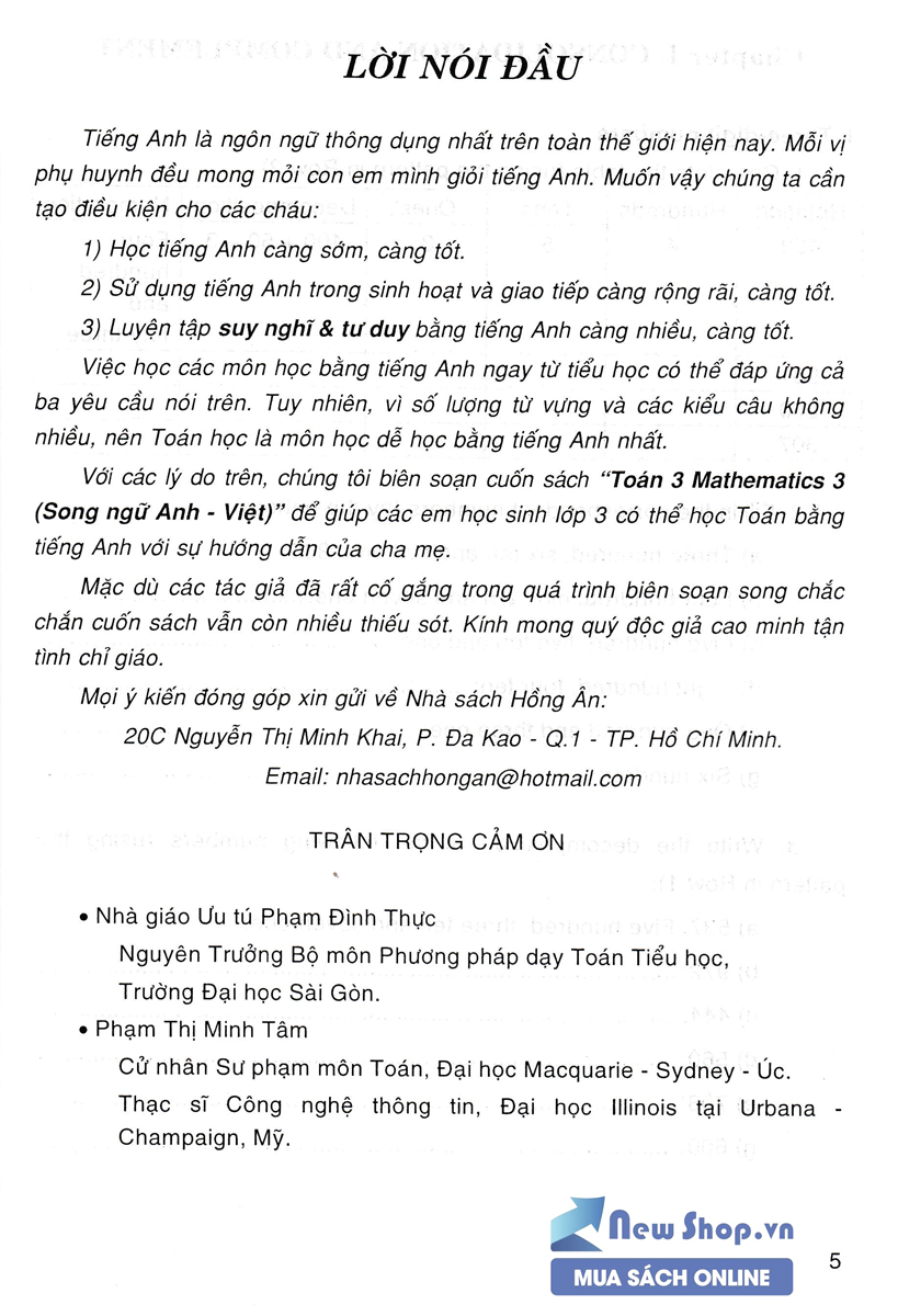 Toán 3 - Mathematics 3 (Song Ngữ Anh Việt) - HA