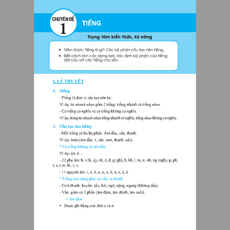 Trọng Tâm Kiến Thức Tiếng Việt (Luyện Thi Vào Lớp 6) Tập 1 (Có Đáp Án)