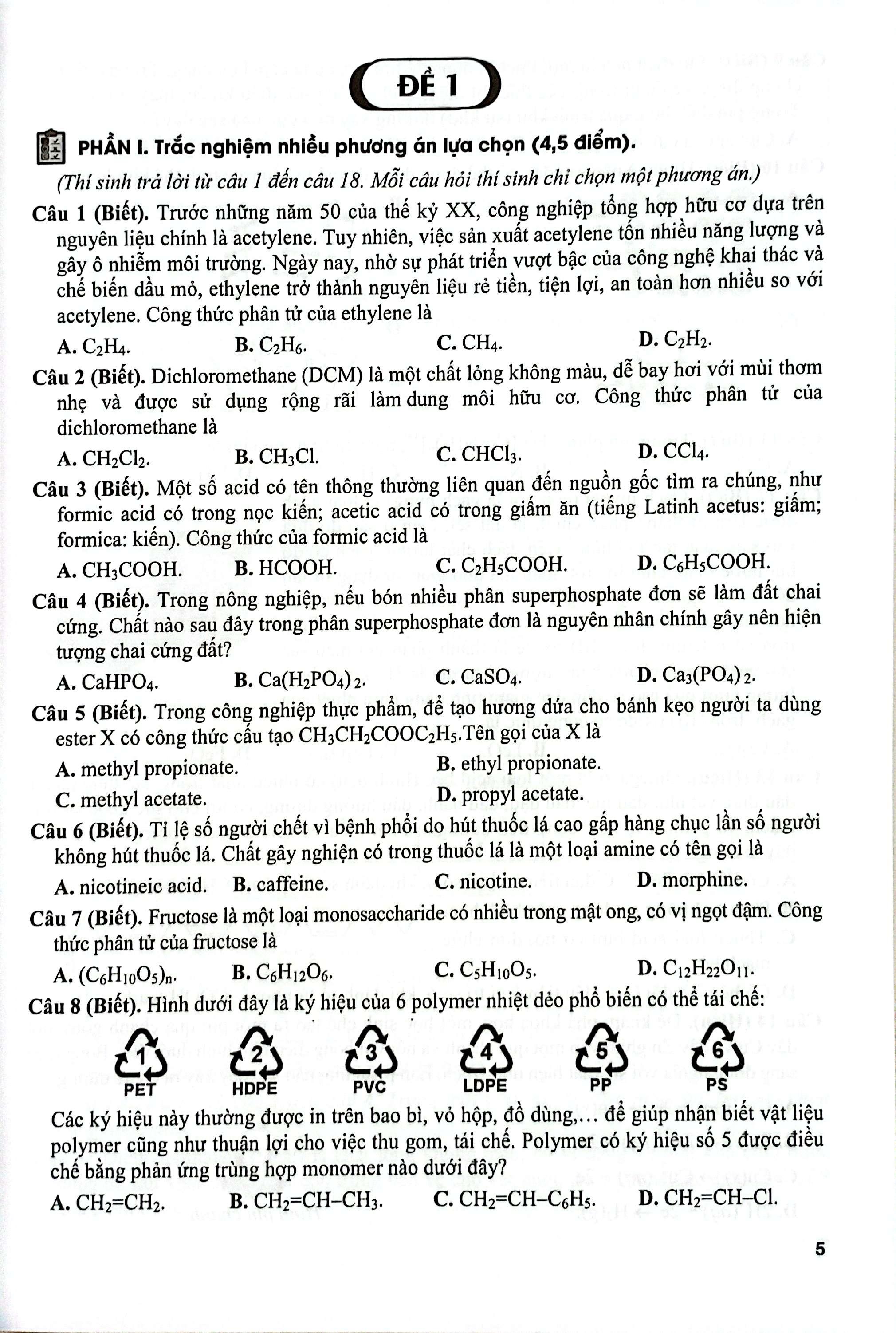 Sách - 55 Đề Thi Môn Hóa Học (Theo Cấu Trúc Đề Thi Chương Trình Mới)