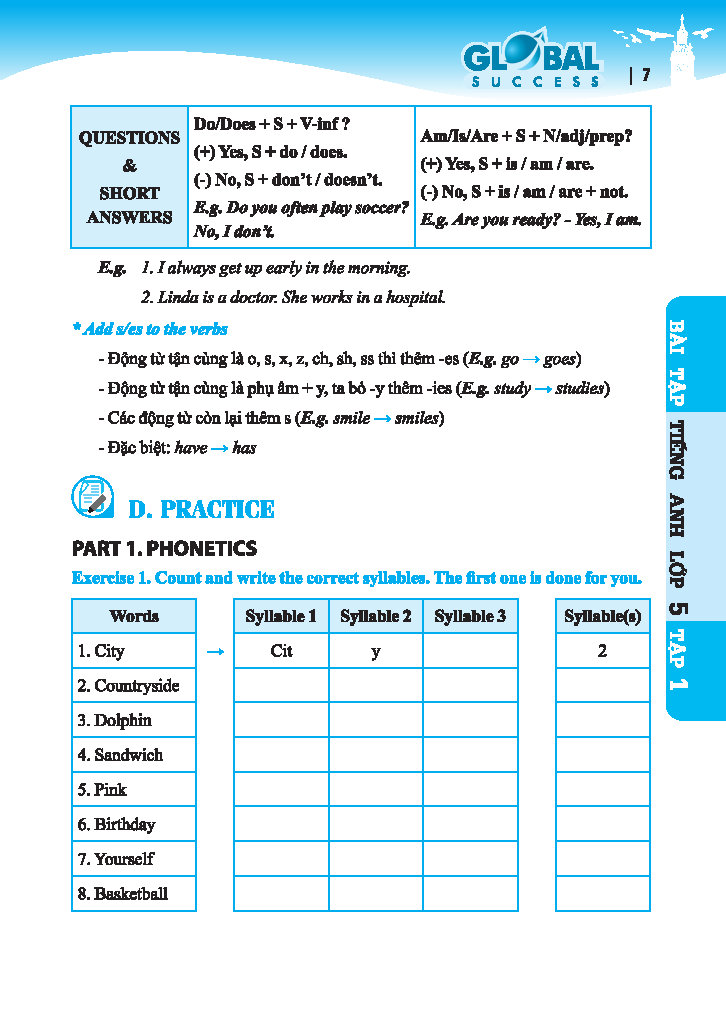 Global Success - Bài Tập Tiếng Anh Lớp 5 - Tập 1 (Có Đáp Án)