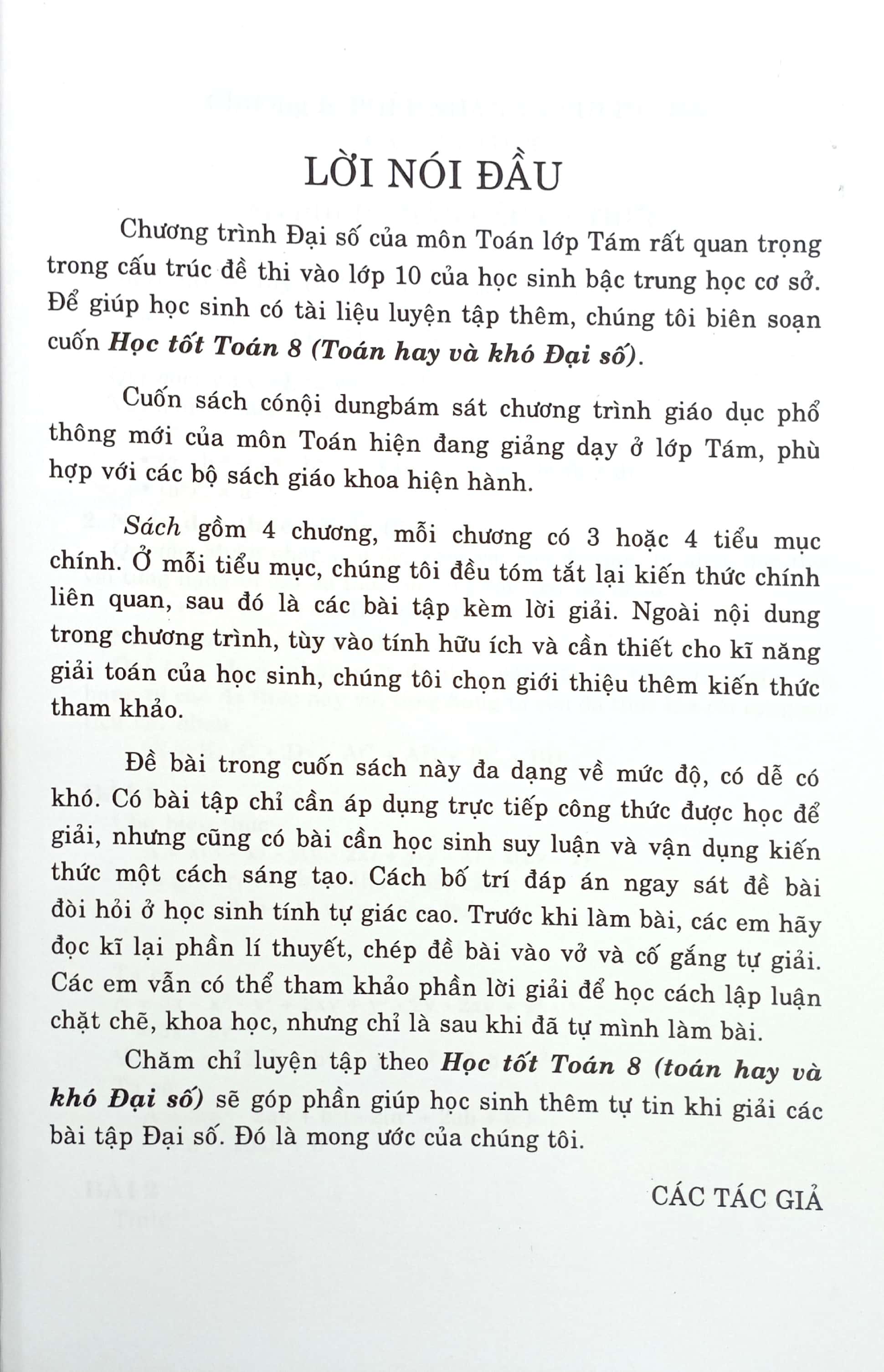 Học Tốt Toán 8 - Toán Hay Và Khó Đại Số (Theo Chương Trình Giáo Dục Phổ Thông Mới)