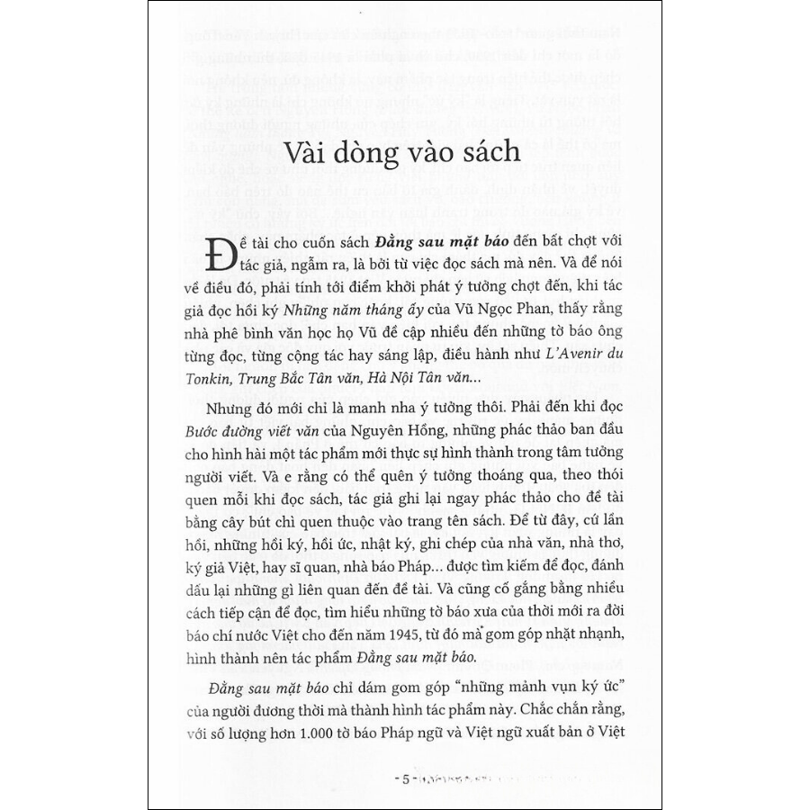 Đằng Sau Mặt Báo - Hồi Ký Chân Dung Báo Chí Việt Nam Buổi Ban Đầu Đến 1945