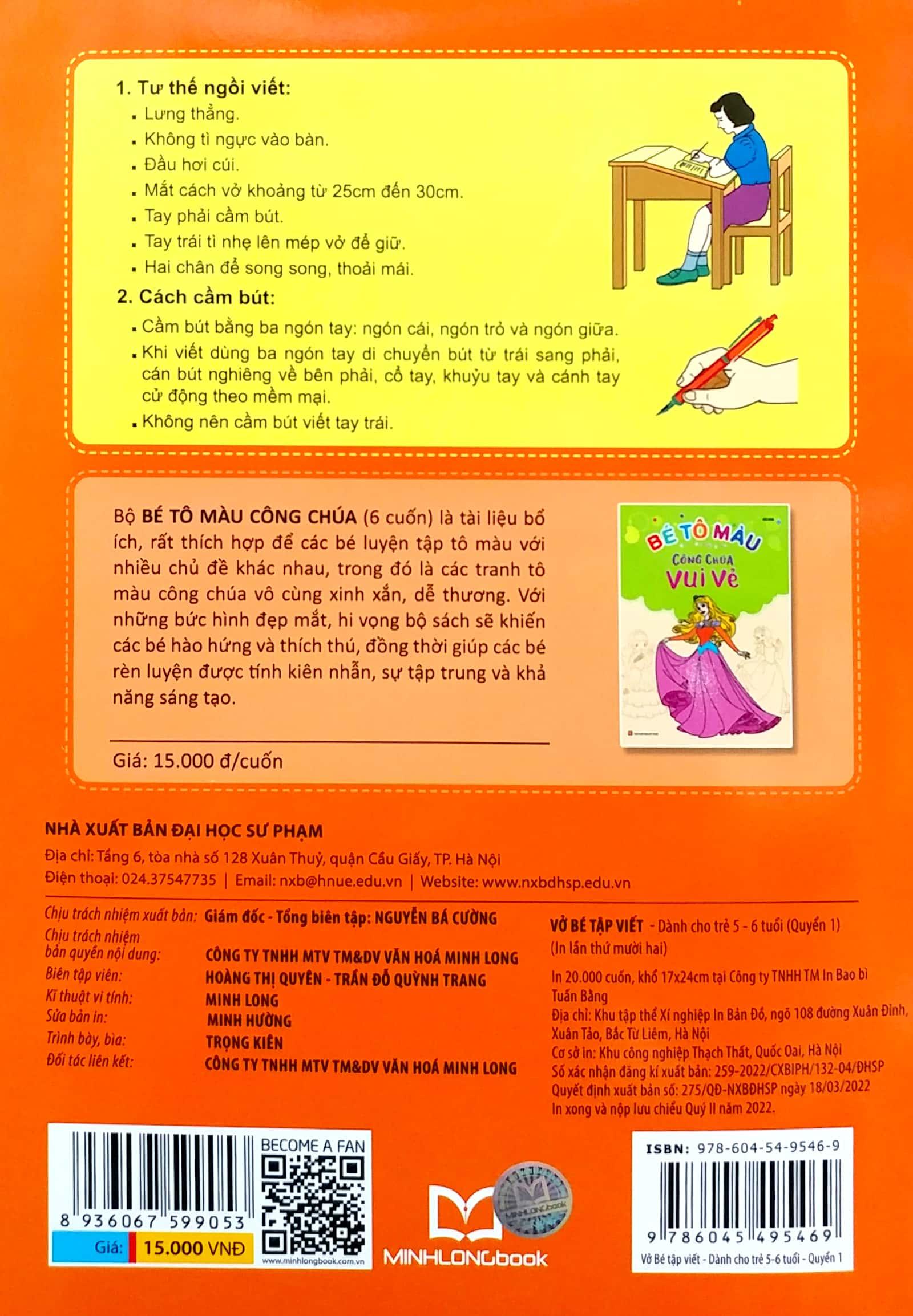 Hành Trang Cho Bé Vào Lớp 1 - Vở Bé Tập Viết - Dành Cho Trẻ 5- 6- Tuổi - Quyển 1 - Tái Bản