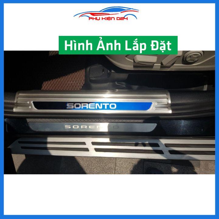 Bộ ốp bậc cửa trong ngoài nẹp bước chân Sorento 2020-2021-2022 Inox chống trầy trang trí xe