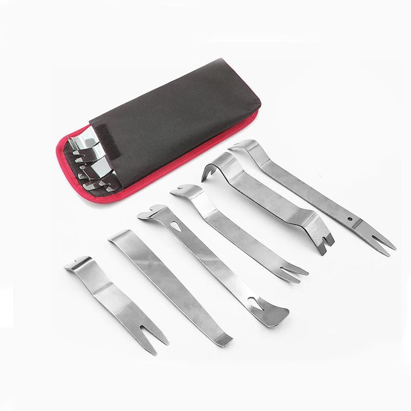 Set 6 công cụ bằng kim loại tháo gỡ đồ nội thất ô tô, táp lô, tháo cần số, tháo vô lăng xe hơi xịn