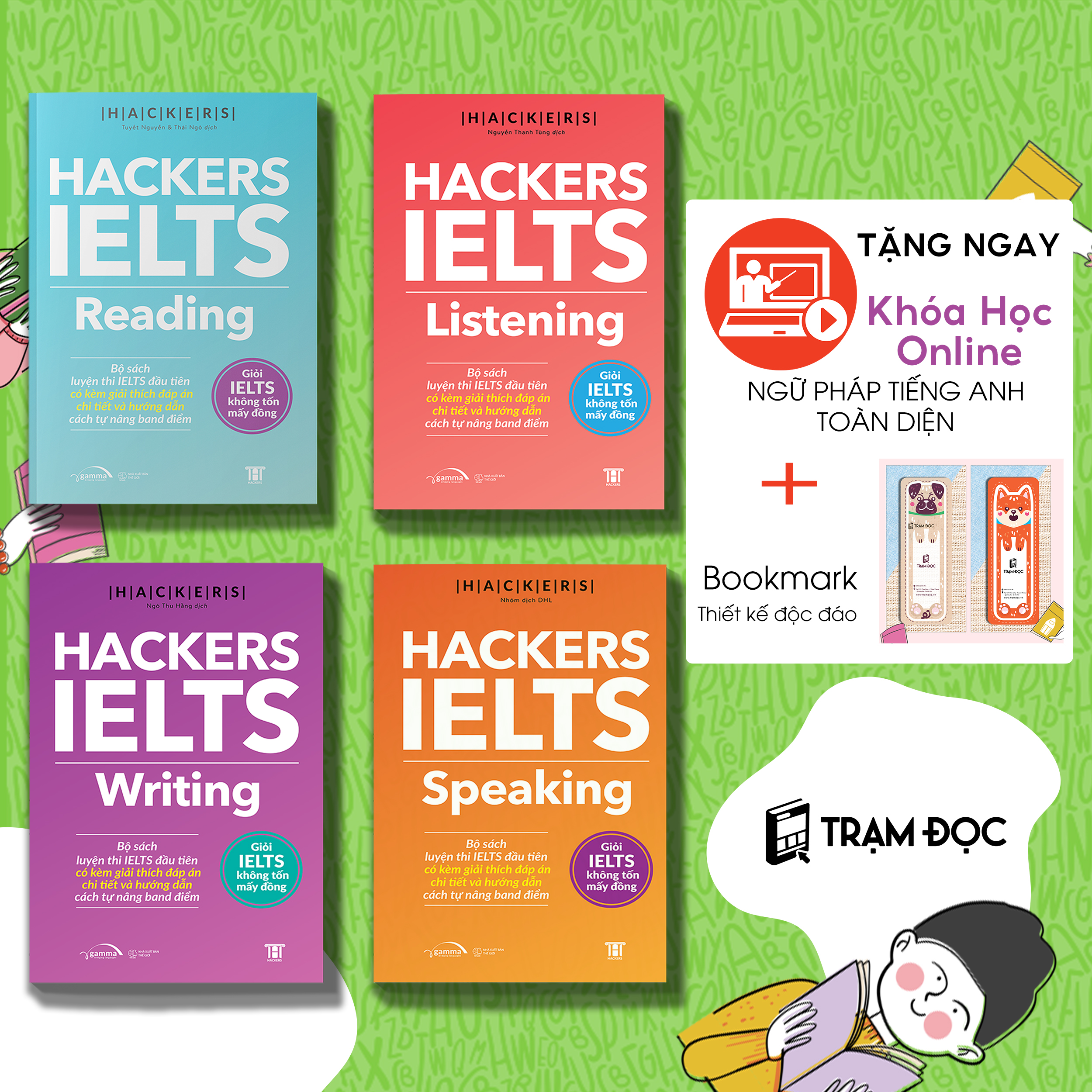 Trạm Đọc Official | Combo Bộ 4 Cuốn Hackers IELTS (Listening + Reading + Speaking + Writing)