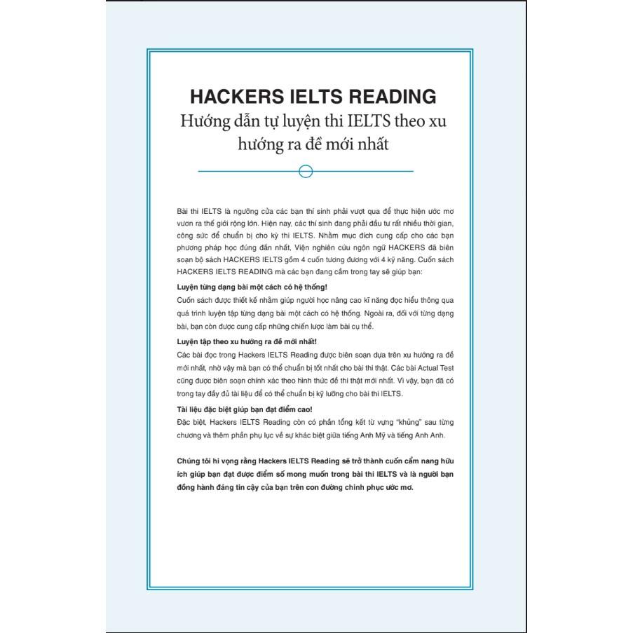 Combo 4 cuốn Hackers IELTS ( Listening + Reading + Speaking + Writing)